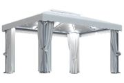 Gazebo with Curtain and String Lights 4x3 m Cream White