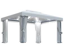 Gazebo with Curtain and String Lights 4x3 m Cream White