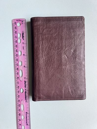 Vogue Italy leather passport case brown