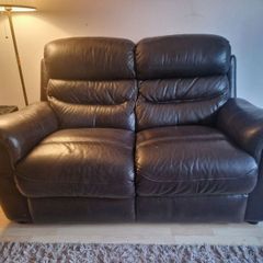 black leather couch / sofa