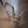 Bath Shower Mixer Tap, Small Spout & Cross Handles Image 3