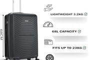 Medium Suitcase 4 Wheel Lightweight Luggage Hard Shell ABS Travel Case Hold Check in Fits 15kg - 20kg Medium Size + 3 Digit Lock + Telescopic Handle 67 Litre Capacity
