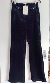 Sezane Fabio Trousers -Marine Blue Velvet- New with Tags (Size 38 / UK 10)