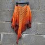 Handmade crochet triangle shawl wrap. Orange brown  gradient ombre lacy shawl Image 7