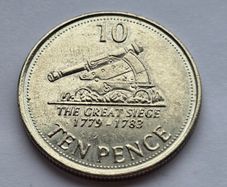 Gibraltar 10 pence Cannon THE GREAT SIEGE 1779 - 1783