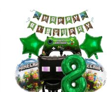 Minecraft Number & Flag Set 8pcs Steve & Alex Edition