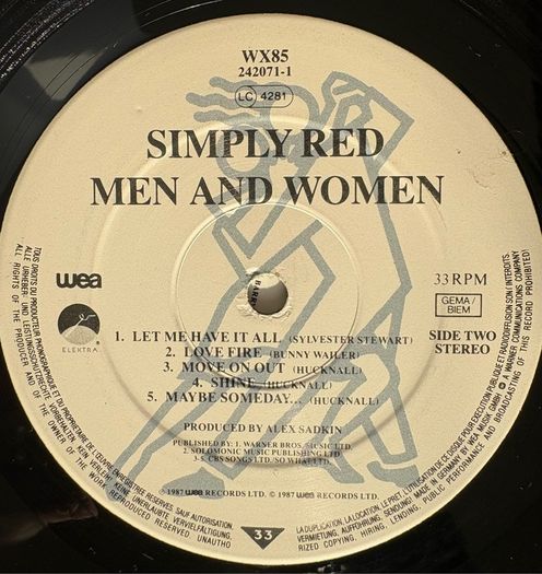 Mega-rare Irish pressing. Never, ever sold on Discogs. Simply Red - Men and Women. Please read description before bidding.