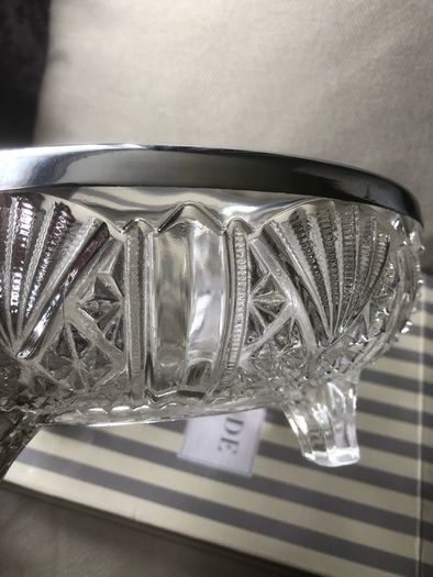 crystal bowl with chrome rim