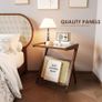 Rattan Side Table Boho NightStand Mid Century Modern End Table Glass Bedside Table Small End Tables Bamboo Coffee Table with Storage Record Player Stand for Living Room Bedroom Image 4
