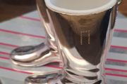 Silver plated riding boots shot measures.