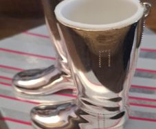 Silver plated riding boots shot measures.