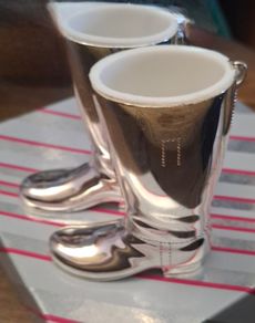 Silver plated riding boots shot measures.