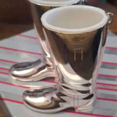 Silver plated riding boots shot measures.