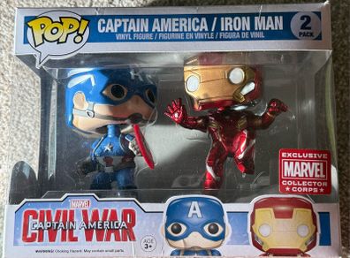 Funko Pop Marvel Collectors Corps Civil War Captain America Iron Man 2 pack