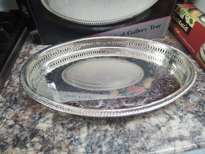 Silver Plated Ovel Gallery Tray