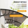 75 x 195 cm Curved Door Window Awning Canopy, Polycarbonate Cover for Front Door and Outdoor Patio, UV Rain Snow Protection Shelter, Brown Image 4