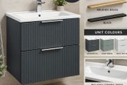 Avara fluted 600 wall hung multiple colours Anthracite/sage green/white