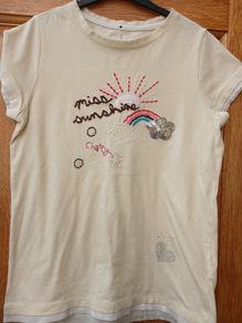Pale yellow/cream top, capped sleeves, by GAP, age 12