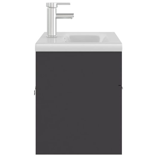 Sink Cabinet with Built-in Basin Grey Chipboard
