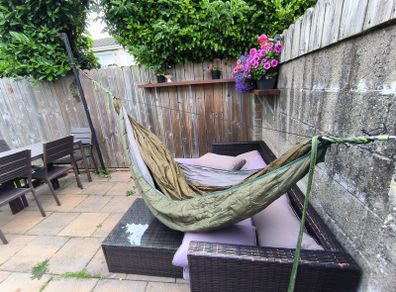 Camping hammock with under quilt, strap and karabiner