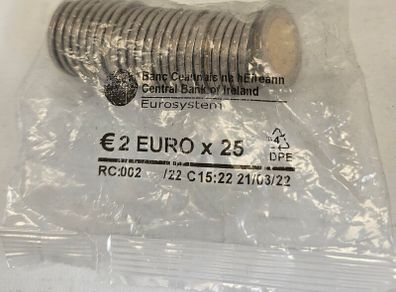Ireland 2022 2 Euro Erasmus Mint Bag Sealed 25 Coins BU
