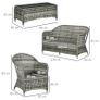 4 Pieces Outdoor PE Rattan Garden Furniture Set with Cushions - Patio Special Hand Weave Wicker Conservatory Sofa Set and Glass Top Coffee Table, Mixed Grey Image 3