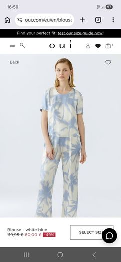 Oui Top White Blue - Fits UK 8 to 10 - New Without Tags RRP 120