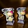 Pair of antique ornate urns with roses Image 3