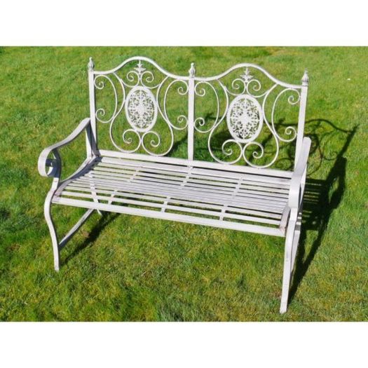 Bench Ornate Back Legs Grey D4844