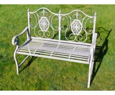 Bench Ornate Back Legs Grey D4844