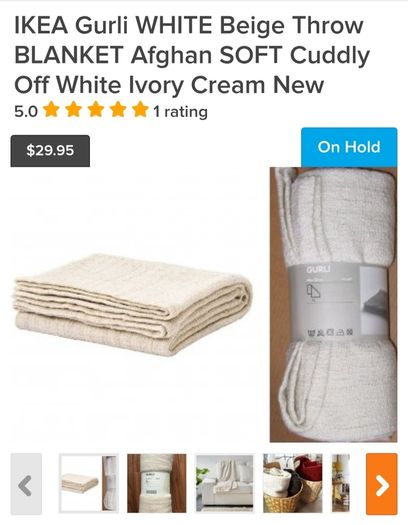 Brand Ikea Gurli Throw- Colour - White  & Beige - Size - 180cm x 120cm