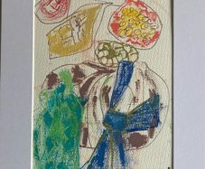Original art Floral Art Retro Drawing contemporary Irish Art abstract painting