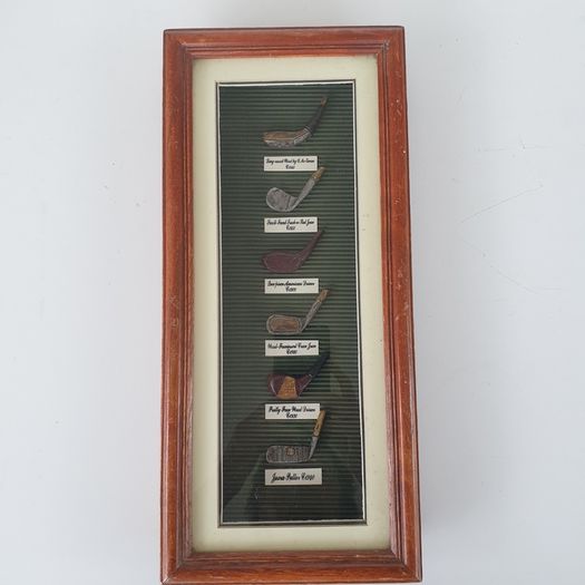 Golf club shadow box picture with replica clubs