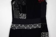 JOE BROWNS Quirky Wool Blend Pinafore Dress Patchwork UK 12 Black Red Retro A