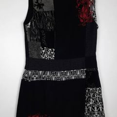 JOE BROWNS Quirky Wool Blend Pinafore Dress Patchwork UK 12 Black Red Retro A