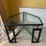 Metal table with glass top, 6 chairs and side pieces Image 4