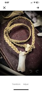 1 Protective Toe Bone on a Plaited Cord with Deer Bone Toggle Talisman Pendant Necklace Shamanic