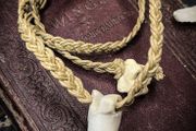 1 Protective Toe Bone on a Plaited Cord with Deer Bone Toggle Talisman Pendant Necklace Shamanic