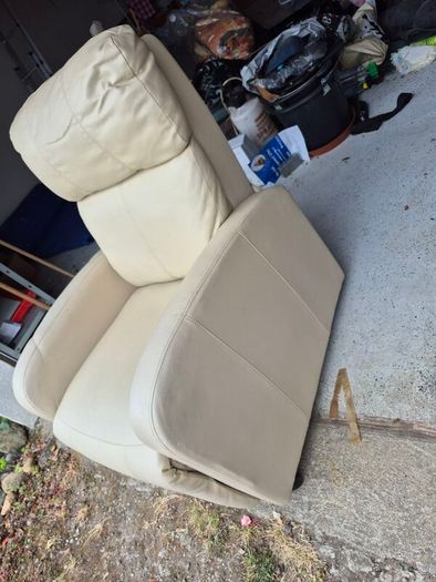 Cream Leather Recliner Armchair