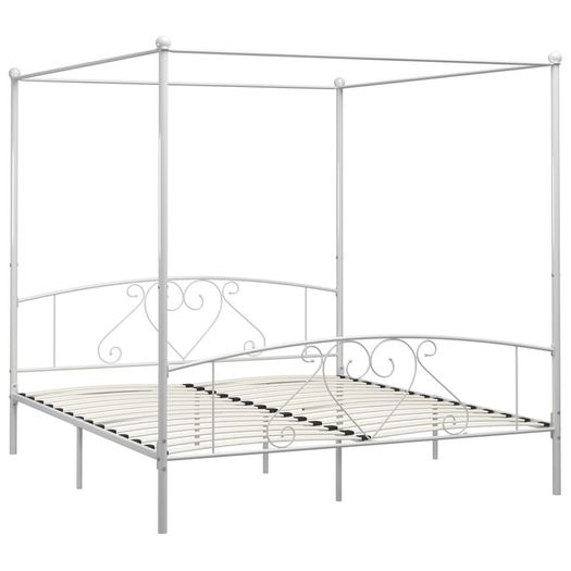 Canopy Bed Frame White Metal 6FT Super King