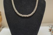 Vintage Style Silver Tone Rhinestone Collar Necklace