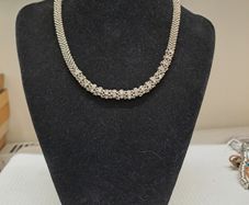 Vintage Style Silver Tone Rhinestone Collar Necklace