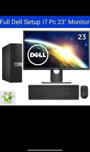 Dell optiplex 7050 SFF/intel core i7-6700 vpro processor quad core 16gb ram 52gb m.2 SSD with dell 23,p2317 monitor(set comes with 2 monitors plus monitor stand also the keyboard and mouse