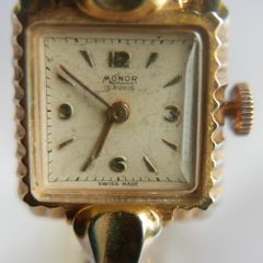 Vintage 1930s MONOR Rolled Gold Watch - Working Vintage Ladies Manual Wind Up Wrist Watch Swiss Made