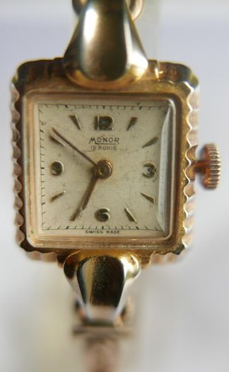 Vintage 1930s MONOR Rolled Gold Watch - Working Vintage Ladies Manual Wind Up Wrist Watch Swiss Made