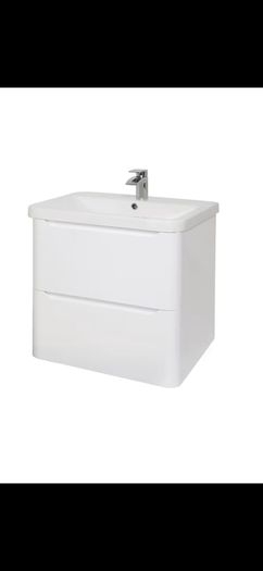 Eve 500 wall hung unit and basin green/white/navy/elm