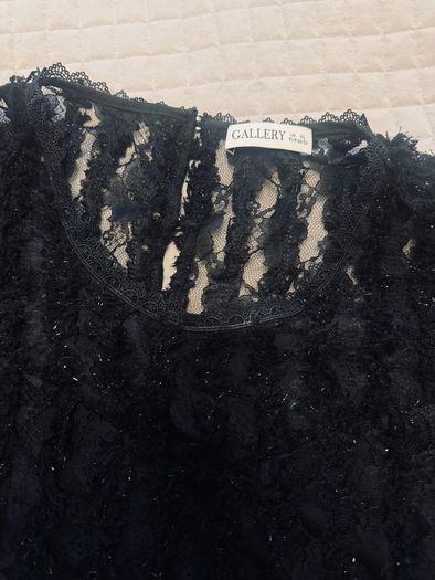 Gallery black fuzzy textured top XL