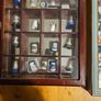Collection Of Over 120 Ceramic And Metal Timbles In 5 Wall Hanging Cabinets. All In Good Condition.  See Photos For Same. Image 6
