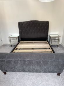 Grey king size bed frame