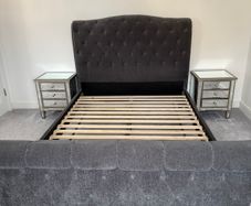 Grey king size bed frame